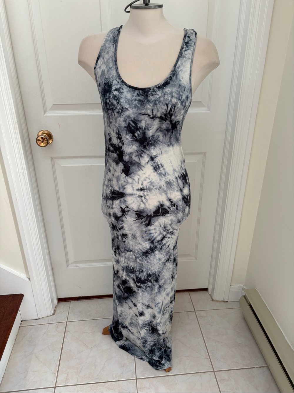 one clothing Blue and White Tie-Dye Maxi Dress